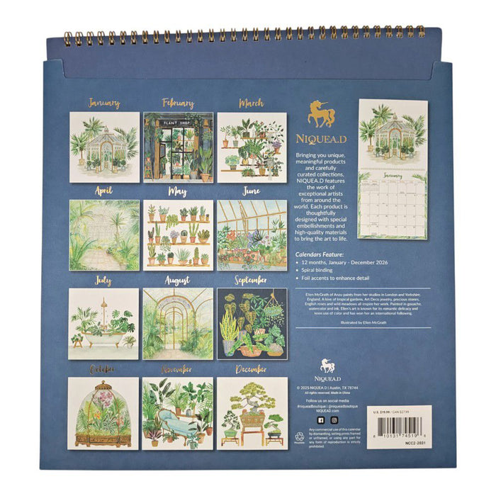 Plant Lovers 2026 Square Wall Calendar