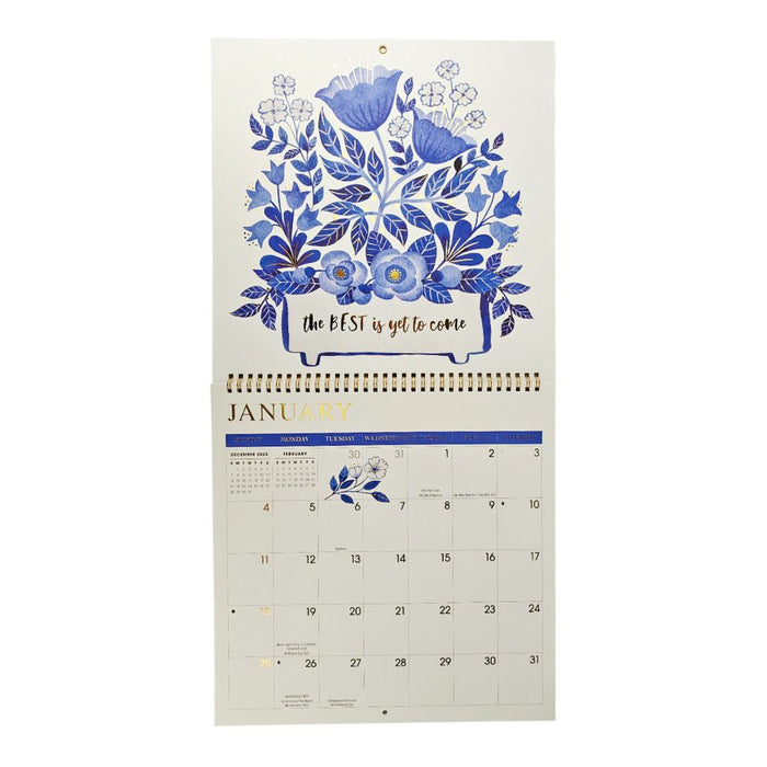 China Blue 2026 Square Wall Calendar