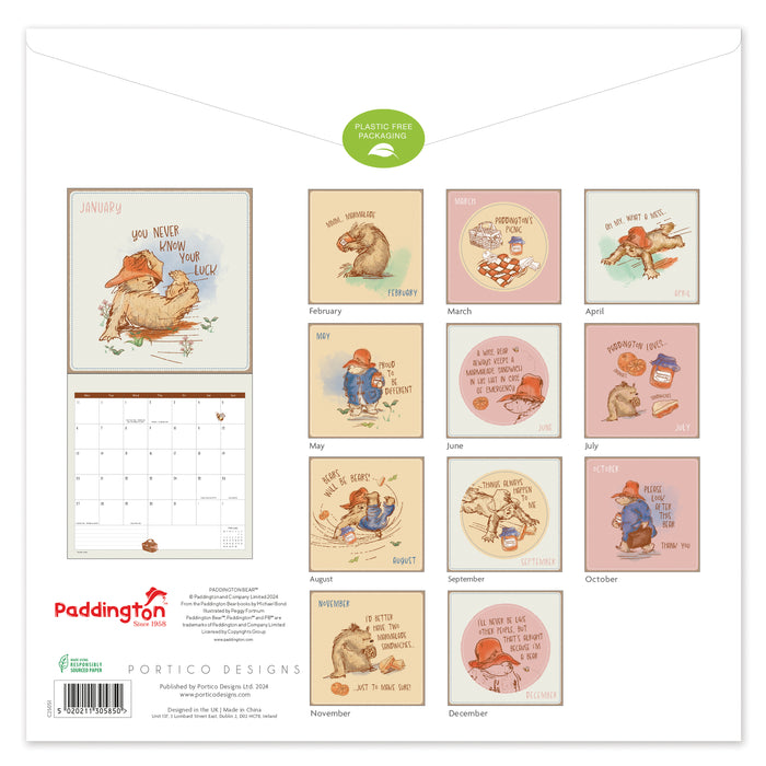 2025 Paddington Illustrated Wall Calendar