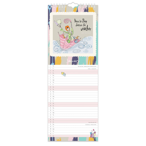 Born to Shop 2026 Slimline Wall Calendar