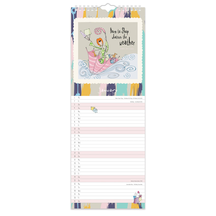 Born to Shop 2026 Slimline Wall Calendar
