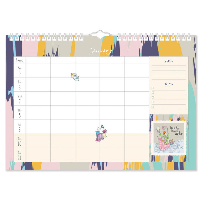 Born to Shop Family Calendar 2026 Large Wall Calendar