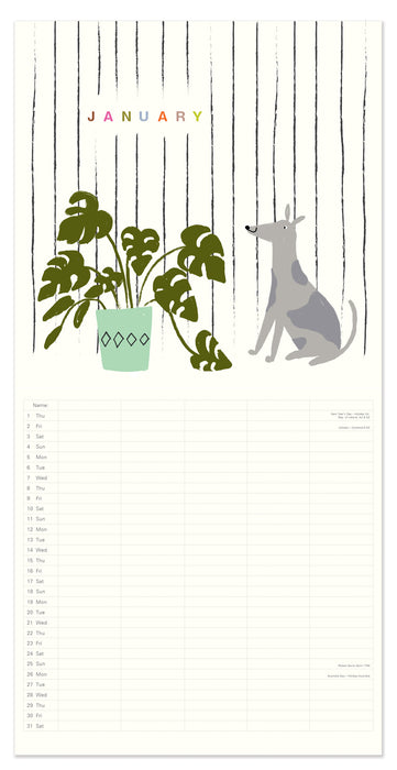 Dogs Family Calendar by Caroline Gardner 2026 Square Wall Calendar