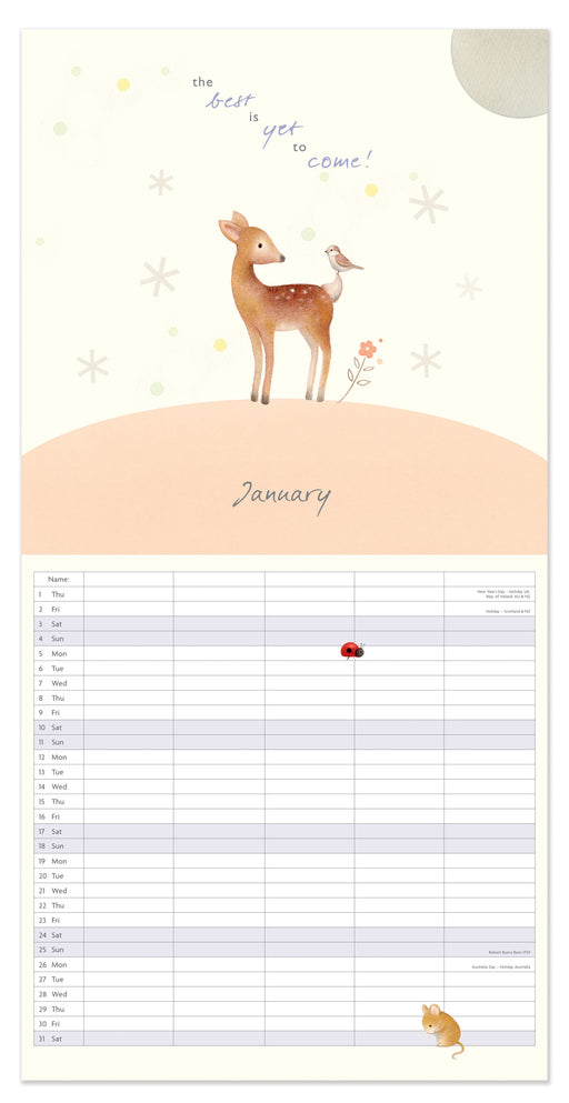 Ginger Betty Family Calendar 2026 Square Wall Calendar