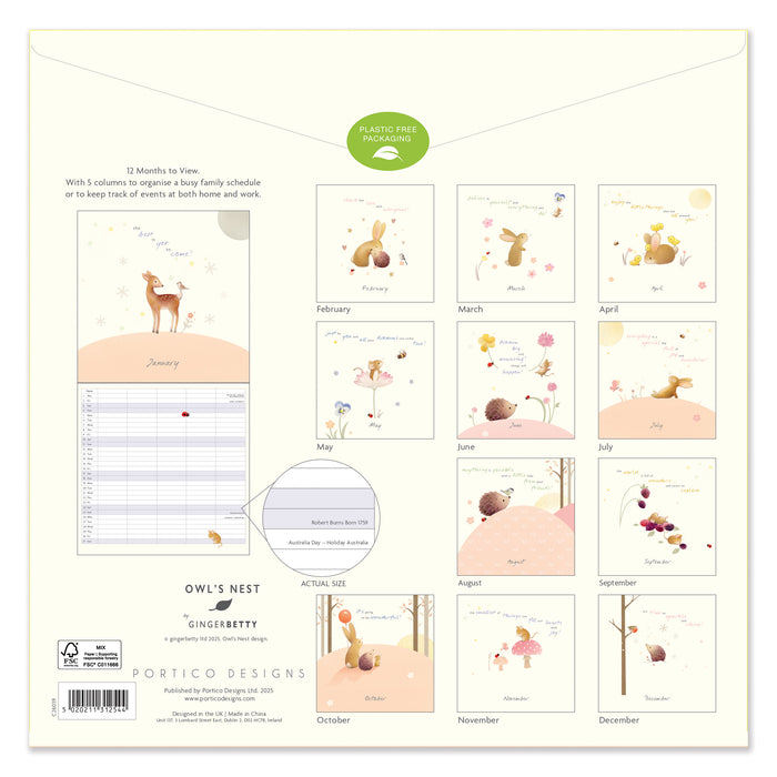 Ginger Betty Family Calendar 2026 Square Wall Calendar