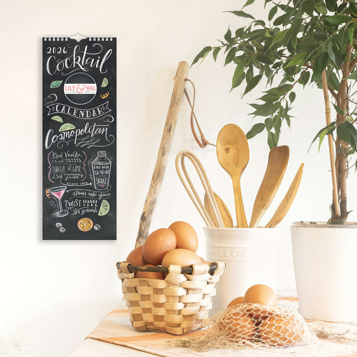 Lily and Val Cocktails 2026 Slimline Wall Calendar