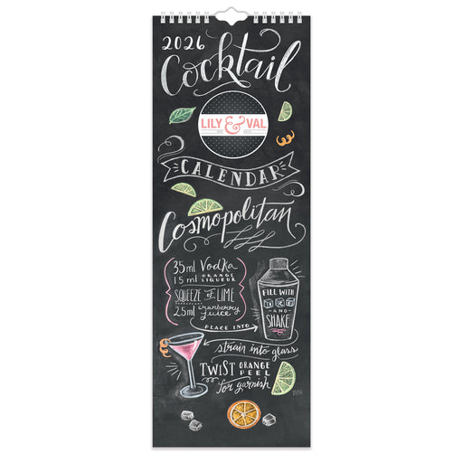 Lily and Val Cocktails 2026 Slimline Wall Calendar