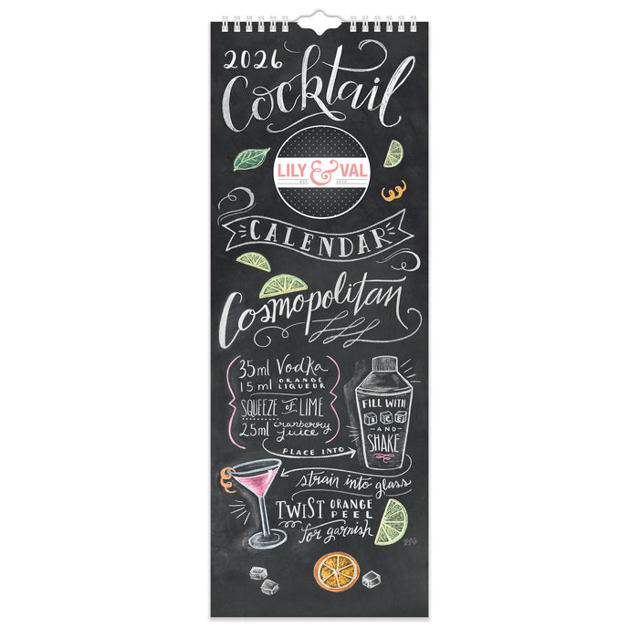 Lily and Val Cocktails 2026 Slimline Wall Calendar