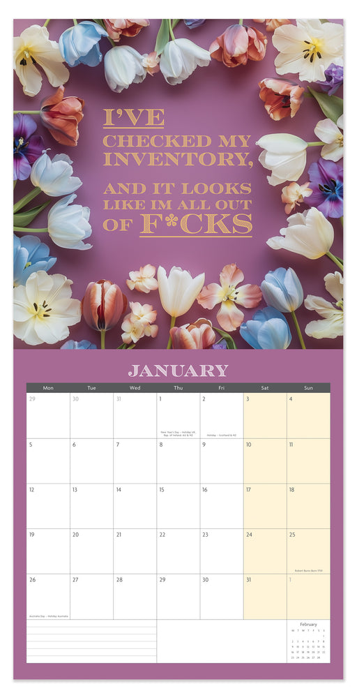 Not Giving a F*ck by Paper Ninja 2026 Square Wall Calendar