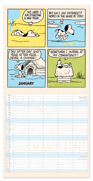 Peanuts Family Calendar 2026 Square Wall Calendar