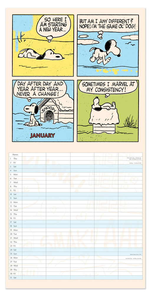 Peanuts Family Calendar 2026 Square Wall Calendar