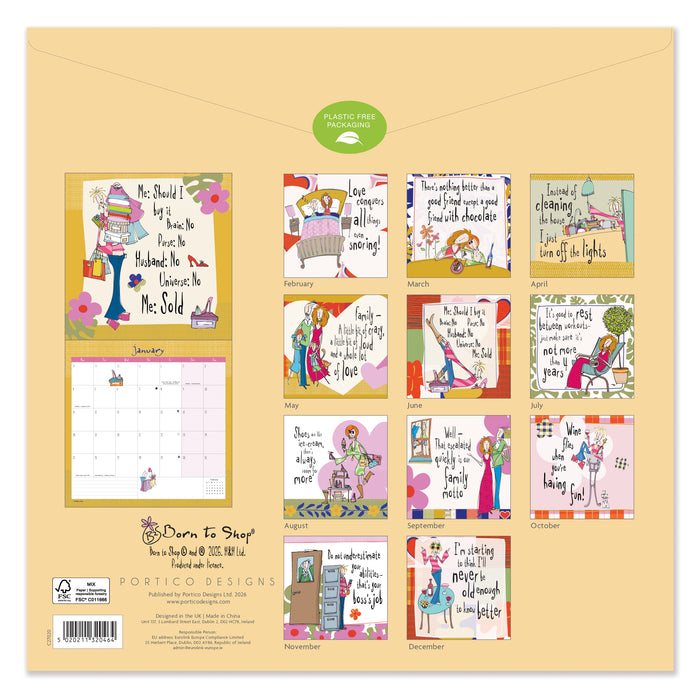 Born to Shop 2027 Square Wall Calendar