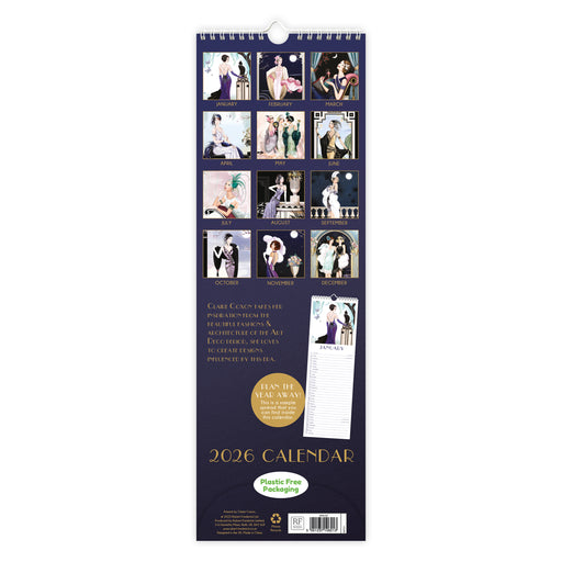 Claire Coxon Art Deco 2026 Slimline Wall Calendar