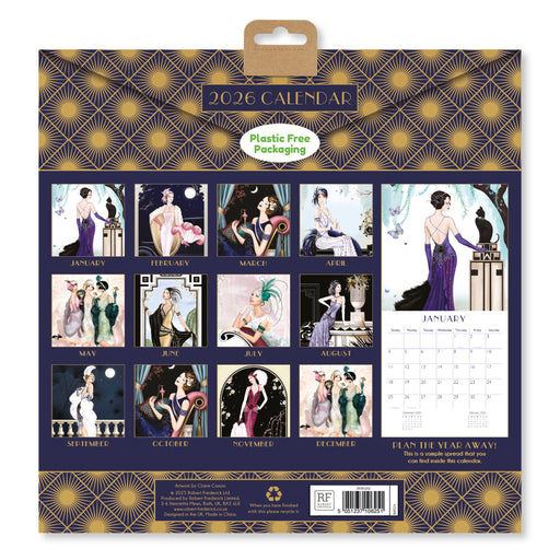 Claire Coxon Art Deco 2026 Square Wall Calendar