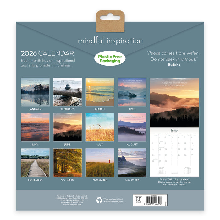 Mindfulness 2026 Square Wall Calendar