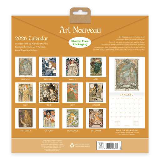 Art Noveau 2026 Square Wall Calendar