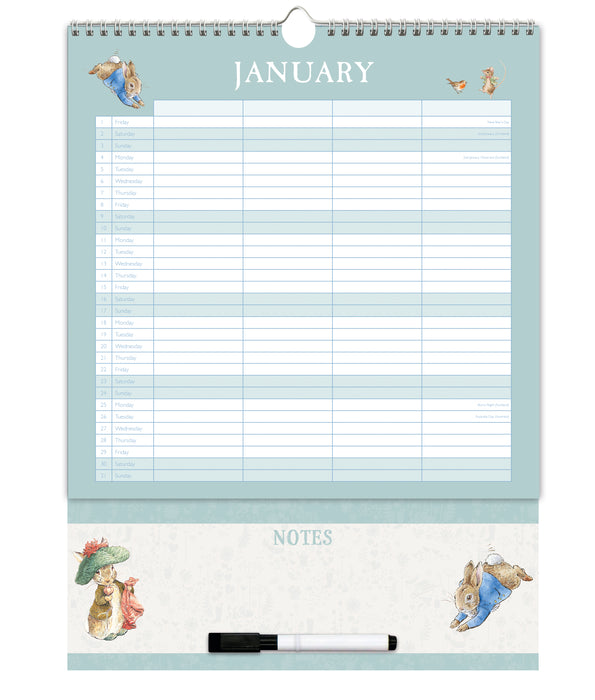 Peter Rabbit Family 2027 A3 Wall Calendar