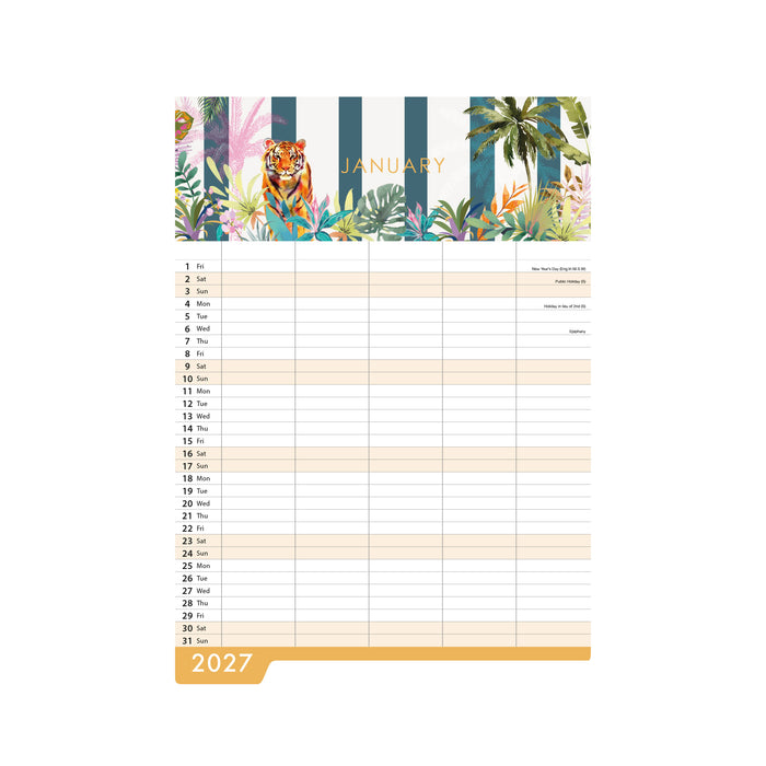 Safari Family Planner 2027 Large Wall Calendar