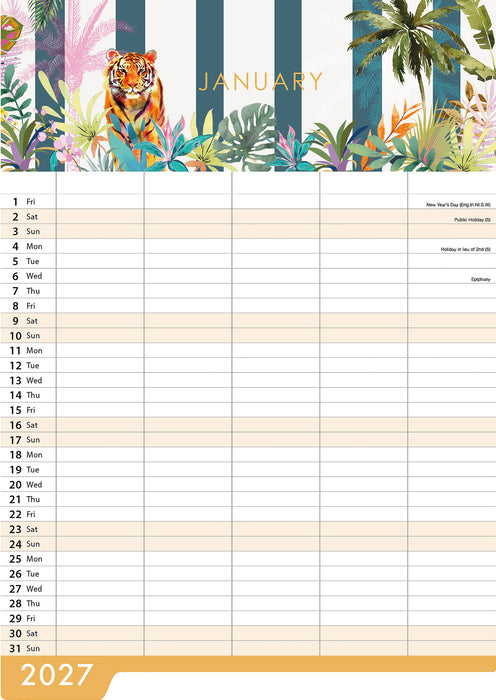 Safari Family Planner 2027 Large Wall Calendar