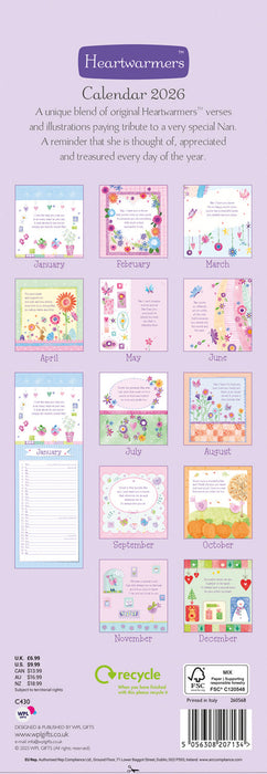 To My Nan 2026 Slimline Wall Calendar