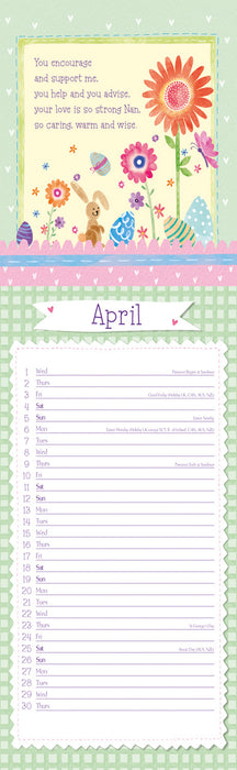 To My Nan 2026 Slimline Wall Calendar