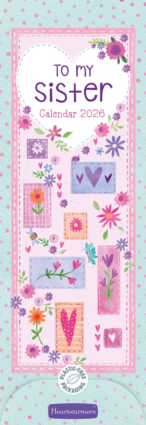 To My Sister 2026 Slimline Wall Calendar
