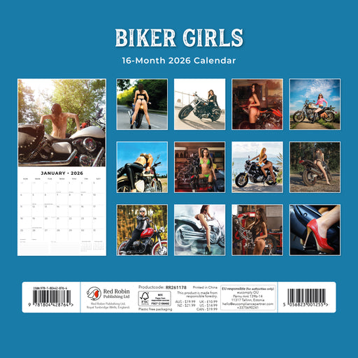 Biker Girls 2026 Square Wall Calendar