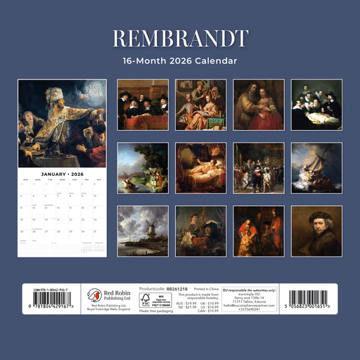 Rembrandt 2026 Square Wall Calendar (Online Exclusive)