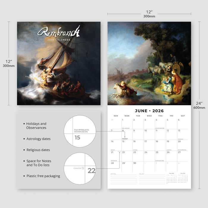 Rembrandt 2026 Square Wall Calendar (Online Exclusive)