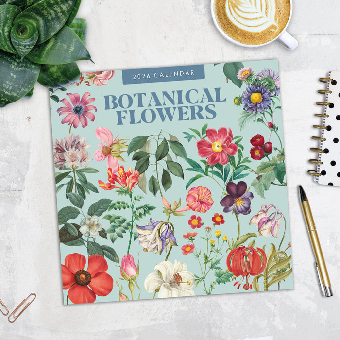 Botanical Flowers 2026 Square Wall Calendar