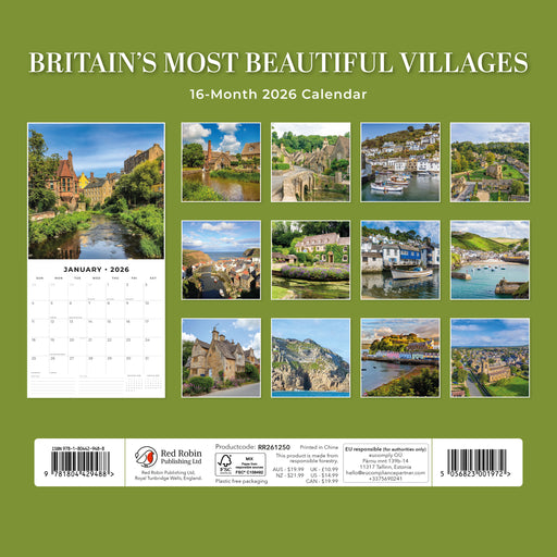 Britain's Most Beautiful Villages 2026 Square Wall Calendar