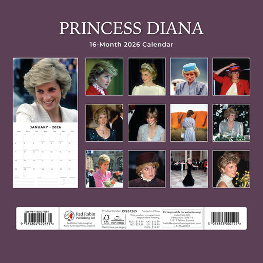 Diana 2026 Square Wall Calendar
