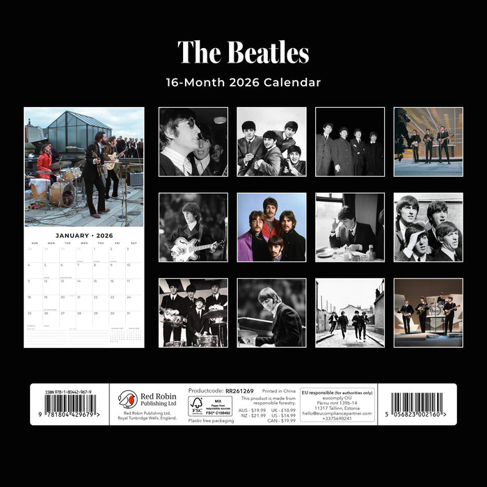 The Beatles 2026 Square Wall Calendar