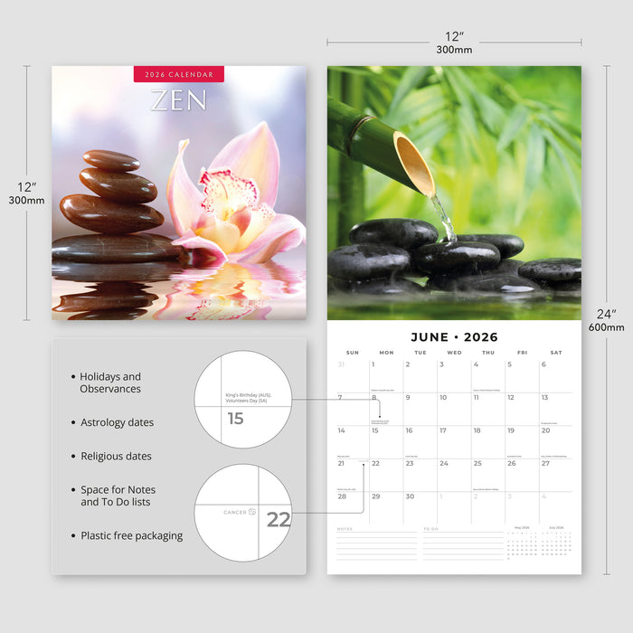 Zen 2026 Square Wall Calendar
