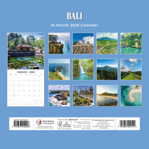 Bali 2026 Square Wall Calendar (Online Exclusive)