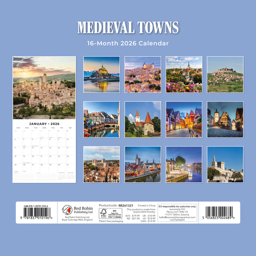 Medieval Towns 2026 Square Wall Calendar