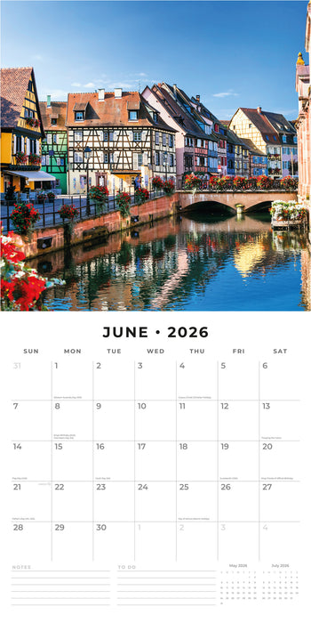 Medieval Towns 2026 Square Wall Calendar