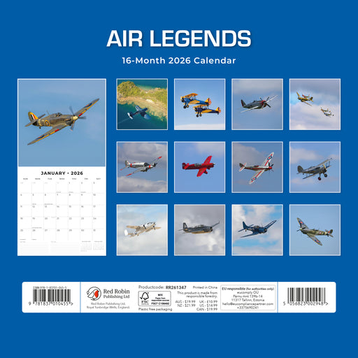Air Legends 2026 Square Wall Calendar