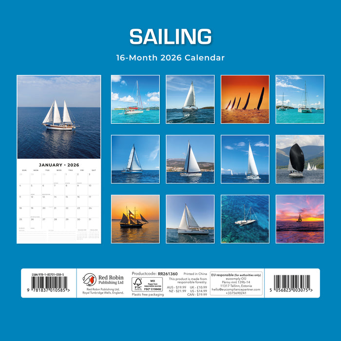 Sailing 2026 Square Wall Calendar (Online Exclusive)