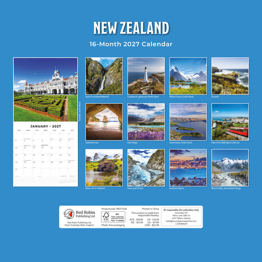 New Zealand 2027 Square Wall Calendar