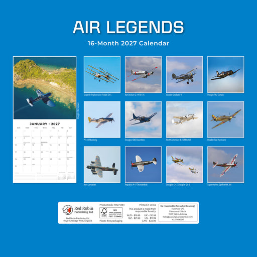 Air Legends 2027 Square Wall Calendar