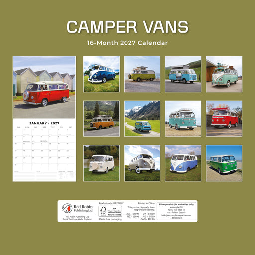 Camper Vans 2027 Square Wall Calendar
