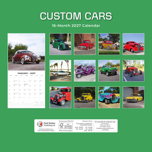 Custom Cars 2027 Square Wall Calendar