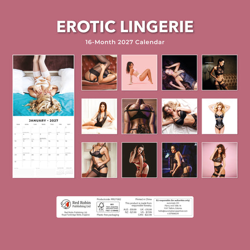 Erotic Lingerie 2027 Square Wall Calendar