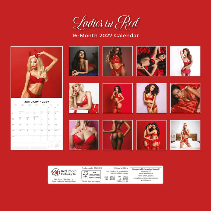 Ladies in Red 2027 Square Wall Calendar