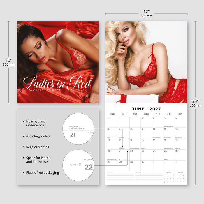 Ladies in Red 2027 Square Wall Calendar