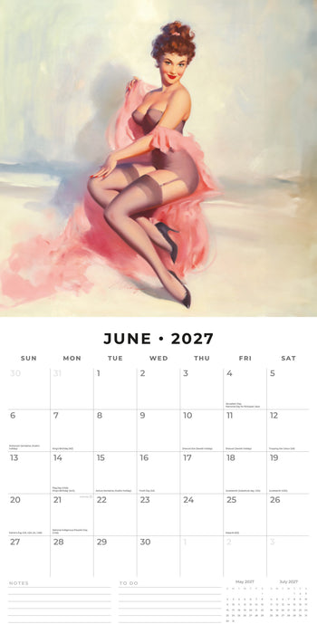 Retro Pin Ups 2027 Square Wall Calendar