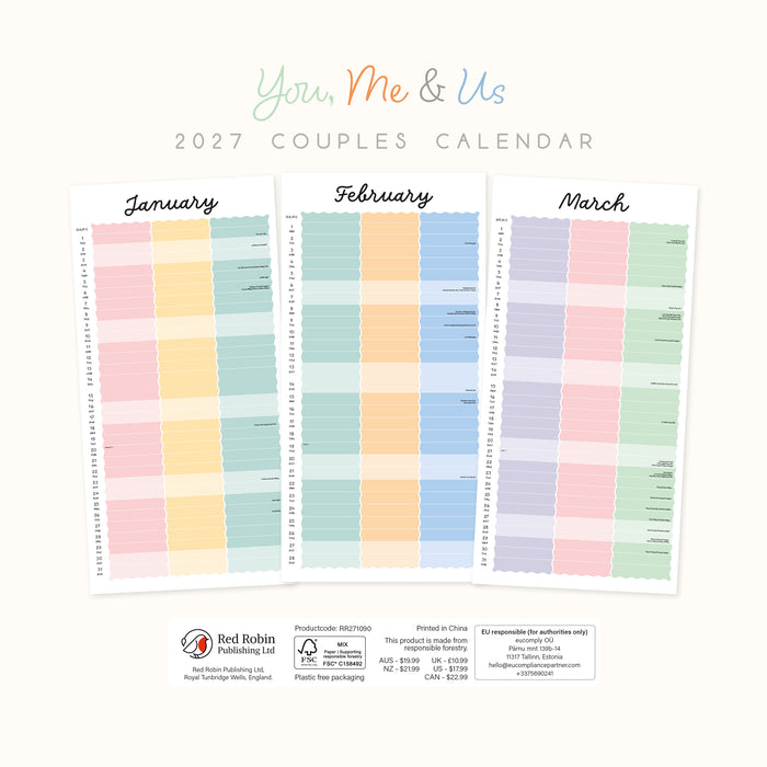 You Me and Us 2027 Square Wall Calendar