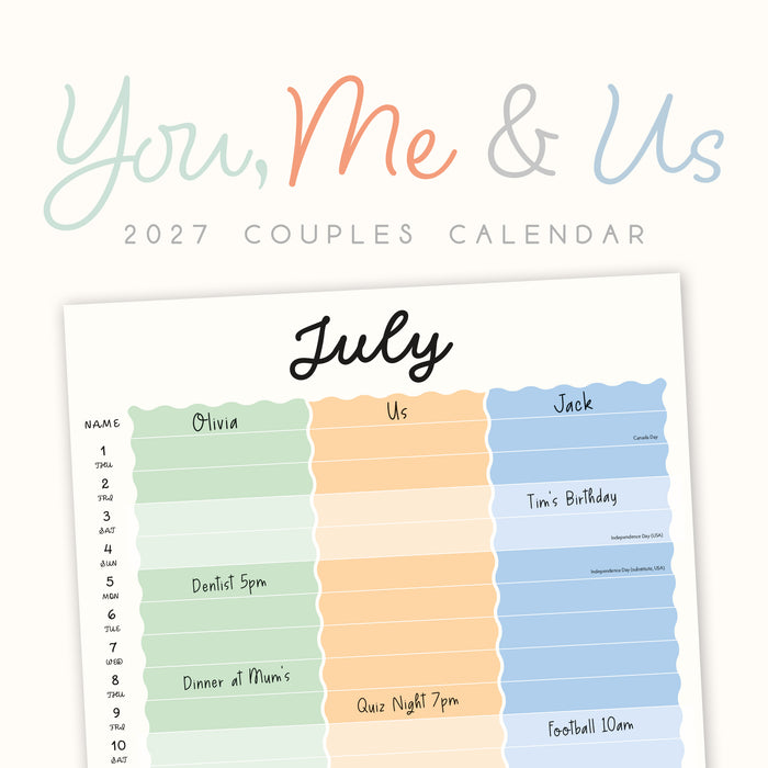 You Me and Us 2027 Square Wall Calendar