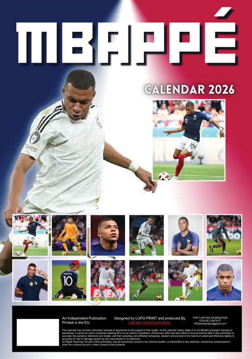 Mbappe 2026 A3 Wall Calendar